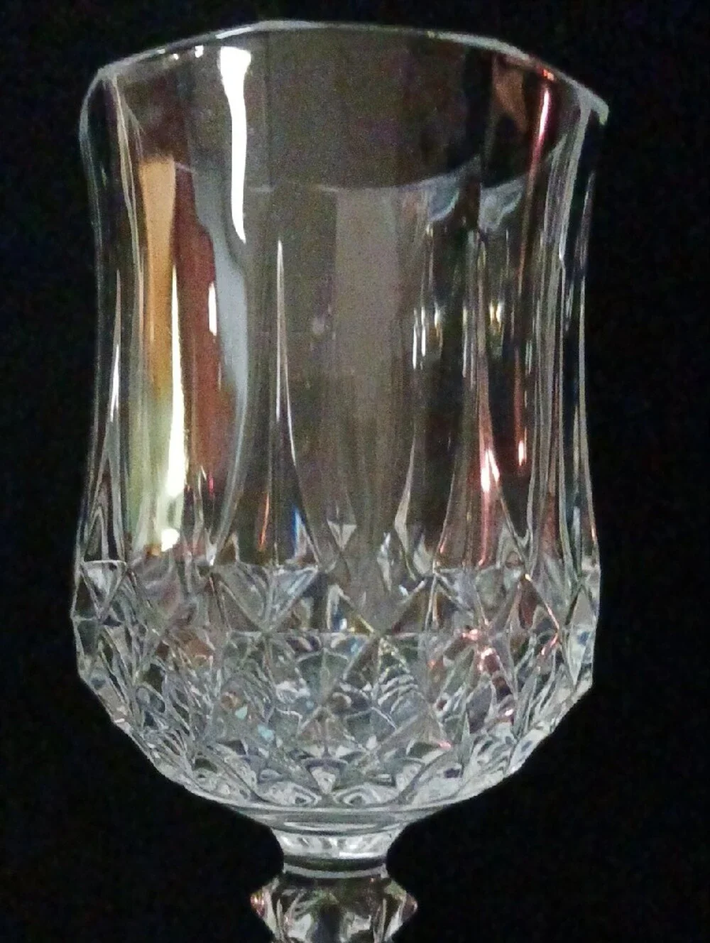 Set Of 3-.Crystal De Arque- Lead Crystal Cut Wine Goblets